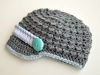Little Newsboy Hat<br>Ready-to-Ship<br>0-3m Crocheted Hat by Knoodle Knits