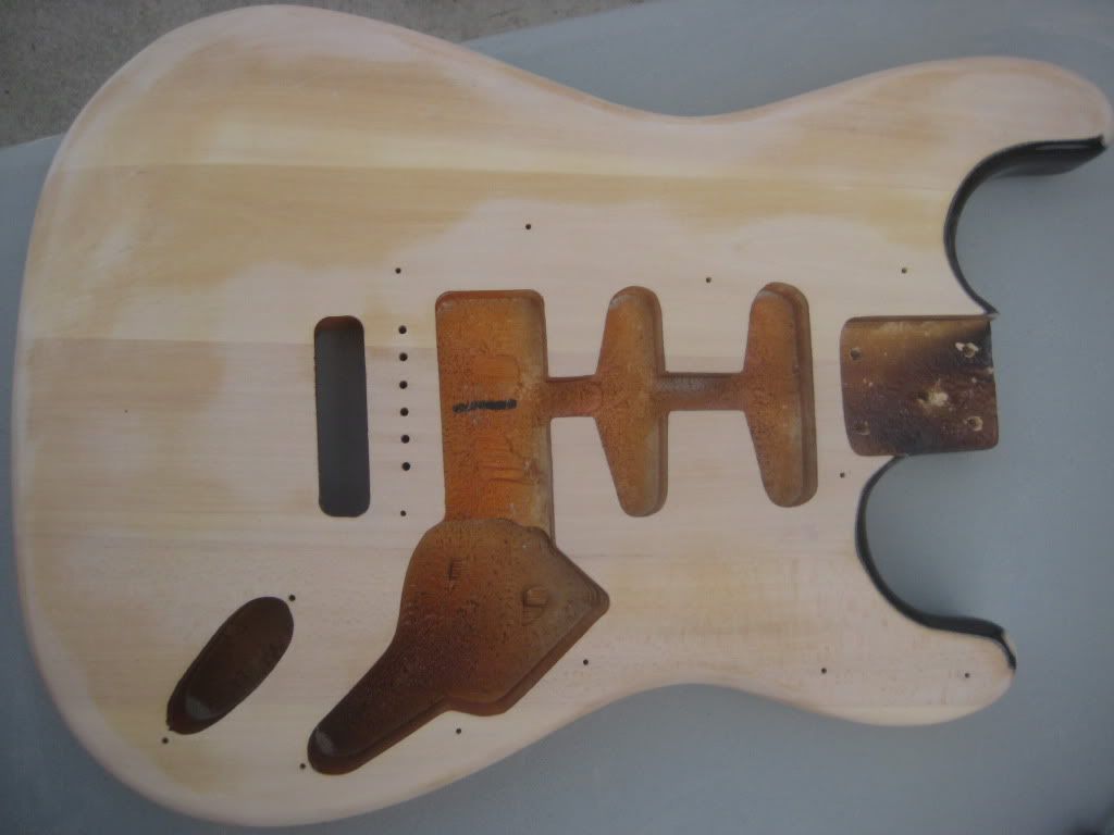 sanding guitar body