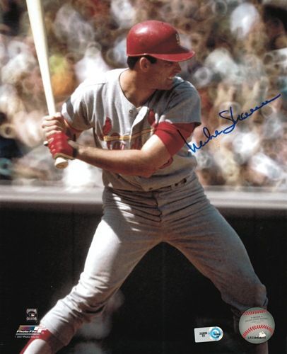 Mike Shannon Autographed Batting 8x10