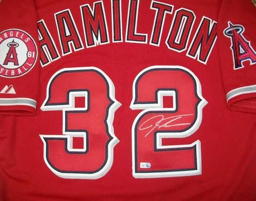 Josh Hamilton Autographed Red Authentic Majestic Jersey (Angels)