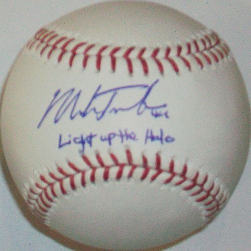  Mark Trumbo "Light up the Halo" Autographed Baseball