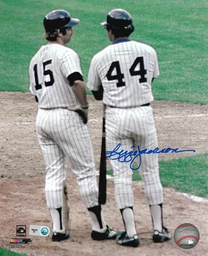 Reggie Jackson Autographed 8x10 Photo (pictured with Thurman Munson)