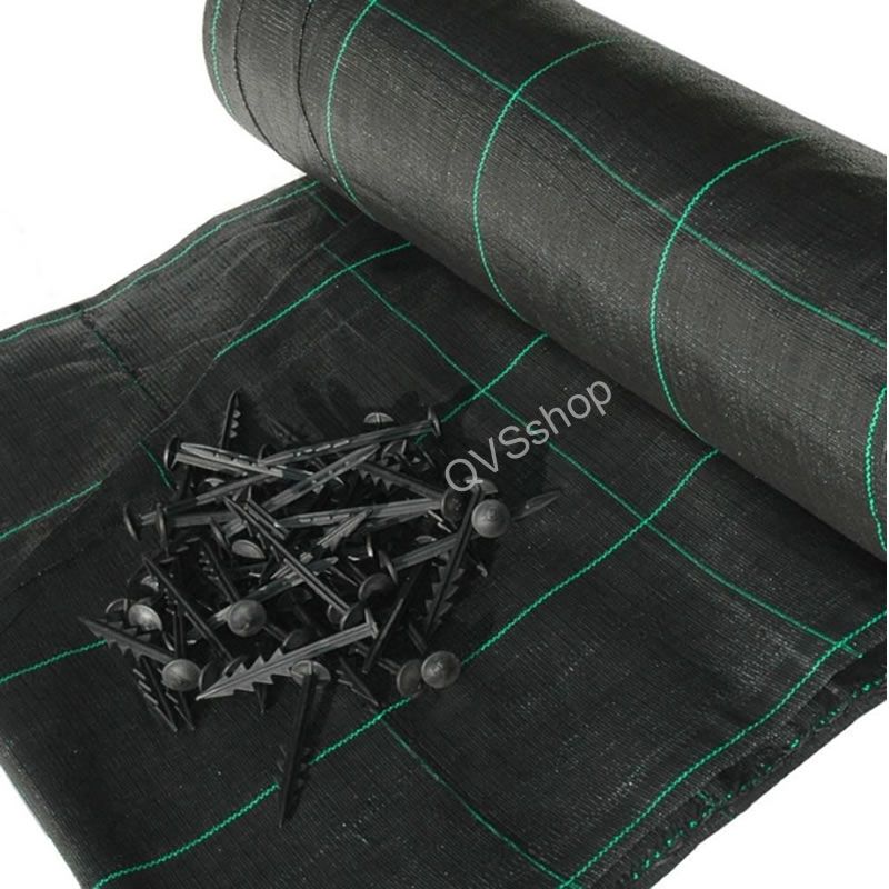 1M x 100M Heavy Duty Woven Weed Stop/Control Fabric Roll + 100 Fixing