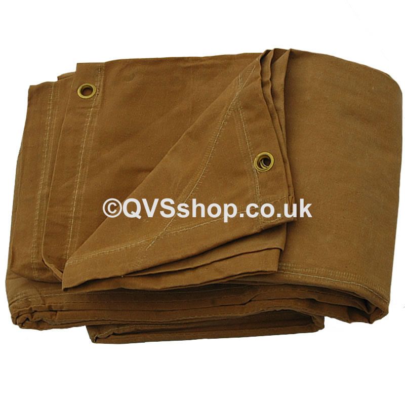 10FT x 20FT HEAVY DUTY WAXED TAN CANVAS TARPAULIN Roof/Roofing Cover