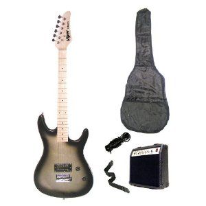 Viper 39 Inch Silver Electric Guitar and 10 Watt Amp Pack Carrying Case, Accessories, Harmonica and eBook