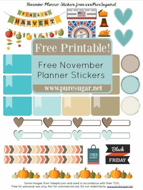  FREE November Planner Stickers from PureSugar.net