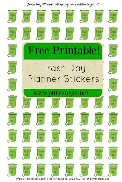 Free Trash Day Planner Stickers
