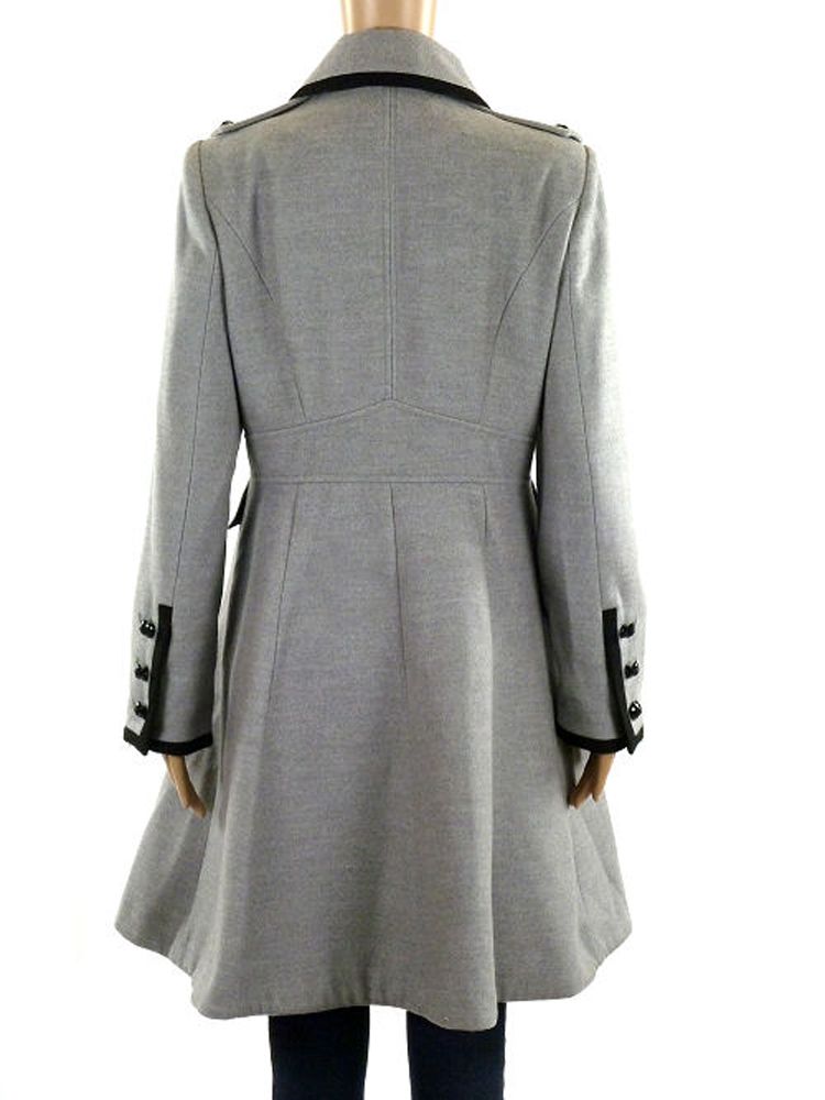 New Ladies Grey Military Style Winter Jacket Long Coat ExChain Womens