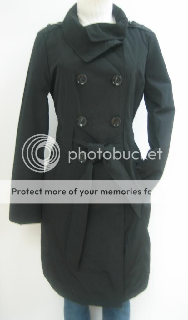 NEW GUESS BELTED TRENCH RAIN COAT, JACKET, BLACK, SMALL, NWT, MP456 