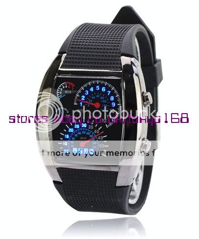 Tokyo Japan RPM Turbo Blue & White Flash LED Black Watch BRAND NEW IN 