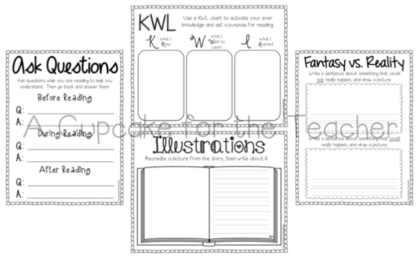 Graphic organizers for each of the 18 reading skills posters. Some posters/skills have more than one worksheet option. 