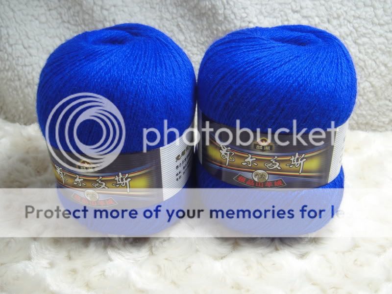 Skeins Luxury Cashmere Mink Yarn;Sport;100g;Sapphire blue